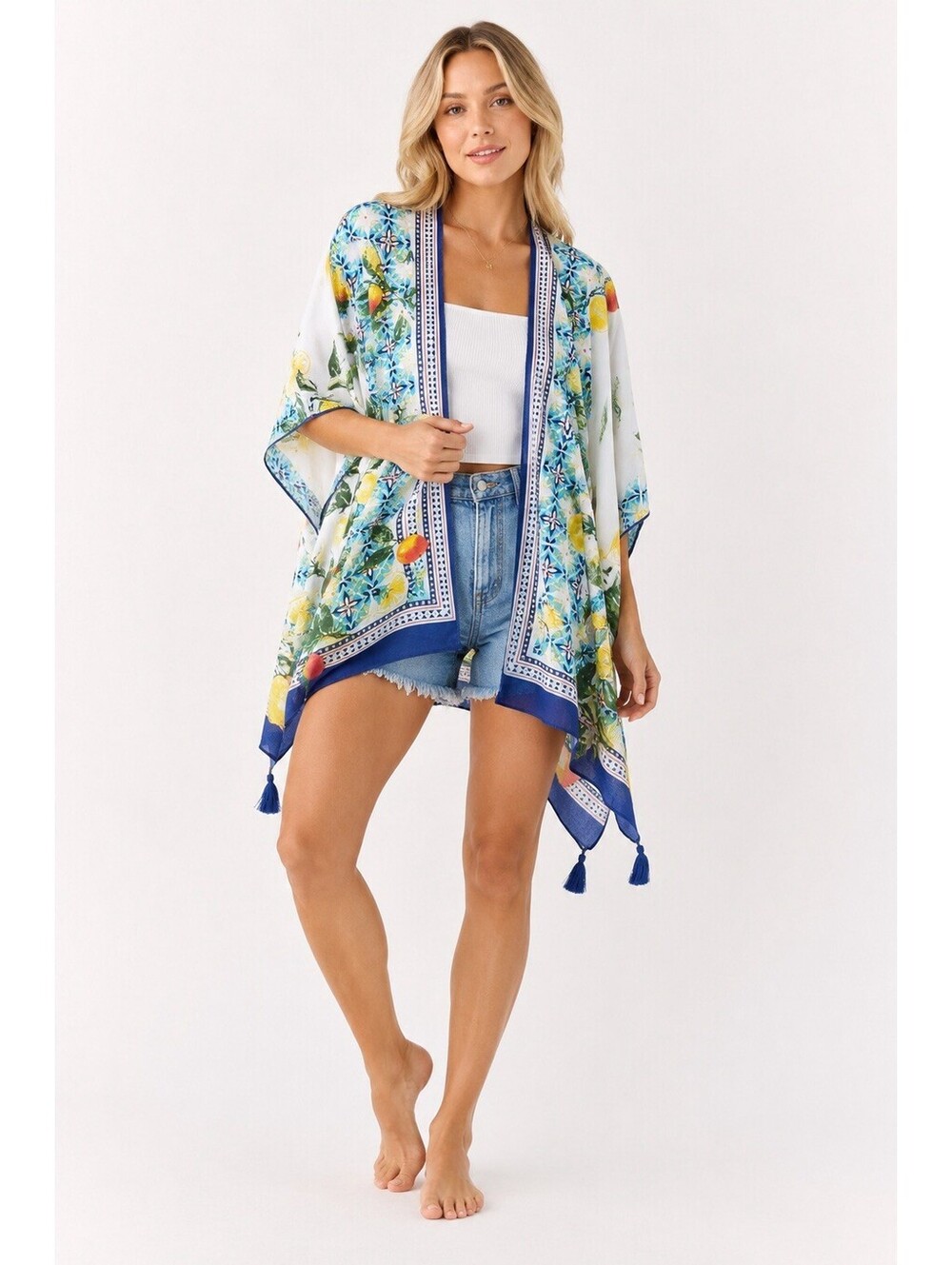 NWT Nine West Kimono Bright Floral Pattern Bathing Suit Coverup One Size